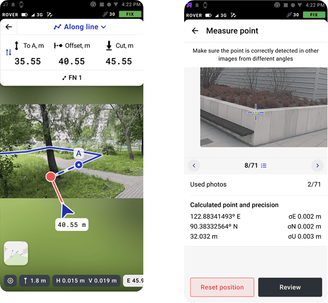 AR stakeout and measurements form photos